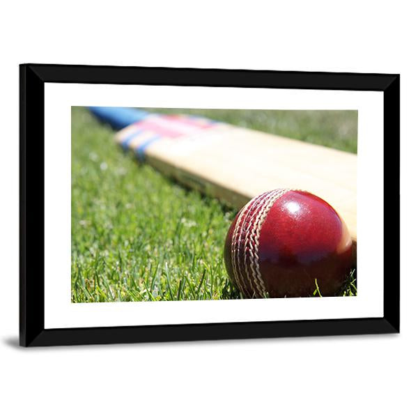 Ball & Bat On Grass Canvas Wall Art-3 Horizontal-Gallery Wrap-25" x 16"-Tiaracle