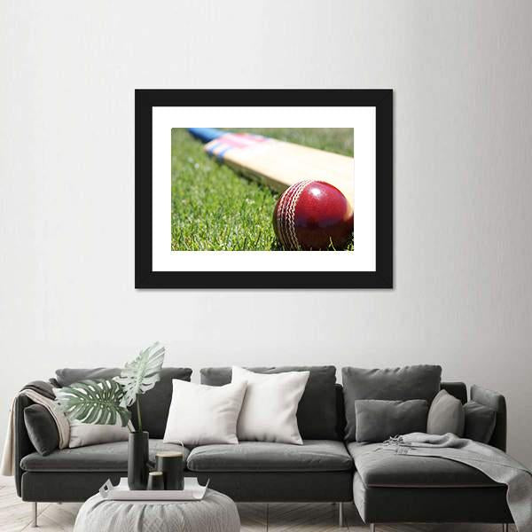 Ball & Bat On Grass Canvas Wall Art-3 Horizontal-Gallery Wrap-25" x 16"-Tiaracle