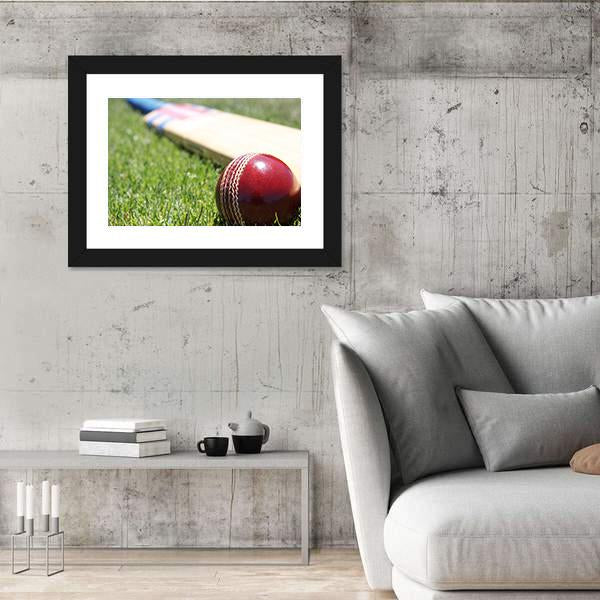 Ball & Bat On Grass Canvas Wall Art-3 Horizontal-Gallery Wrap-25" x 16"-Tiaracle