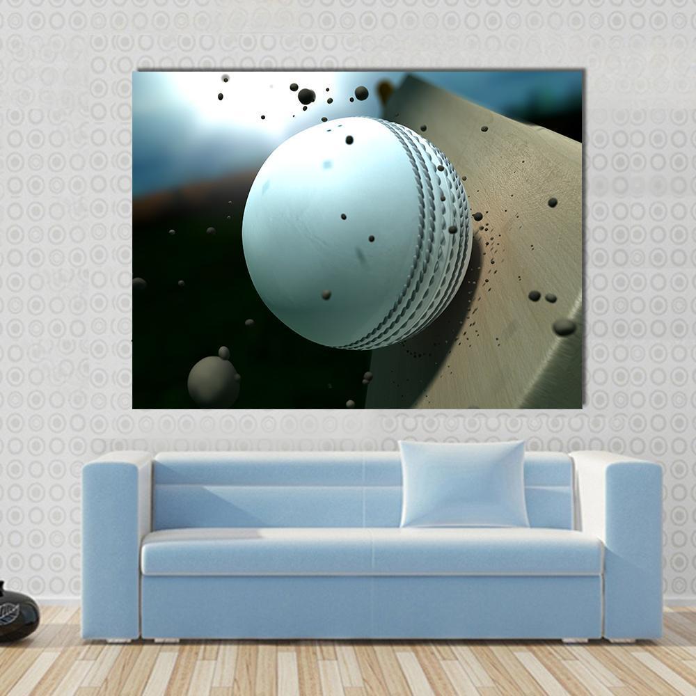 Ball Hitting Bat Canvas Wall Art-1 Piece-Gallery Wrap-48" x 32"-Tiaracle