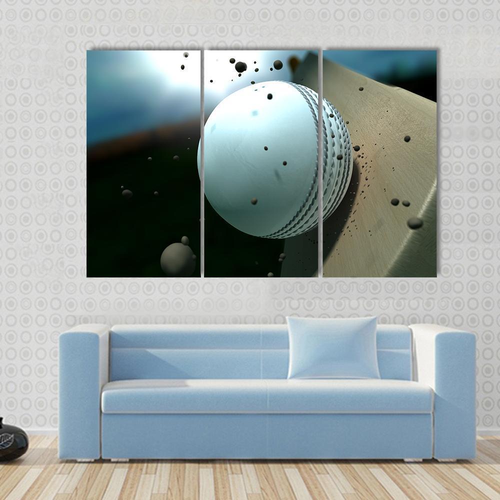 Ball Hitting Bat Canvas Wall Art-3 Horizontal-Gallery Wrap-37" x 24"-Tiaracle