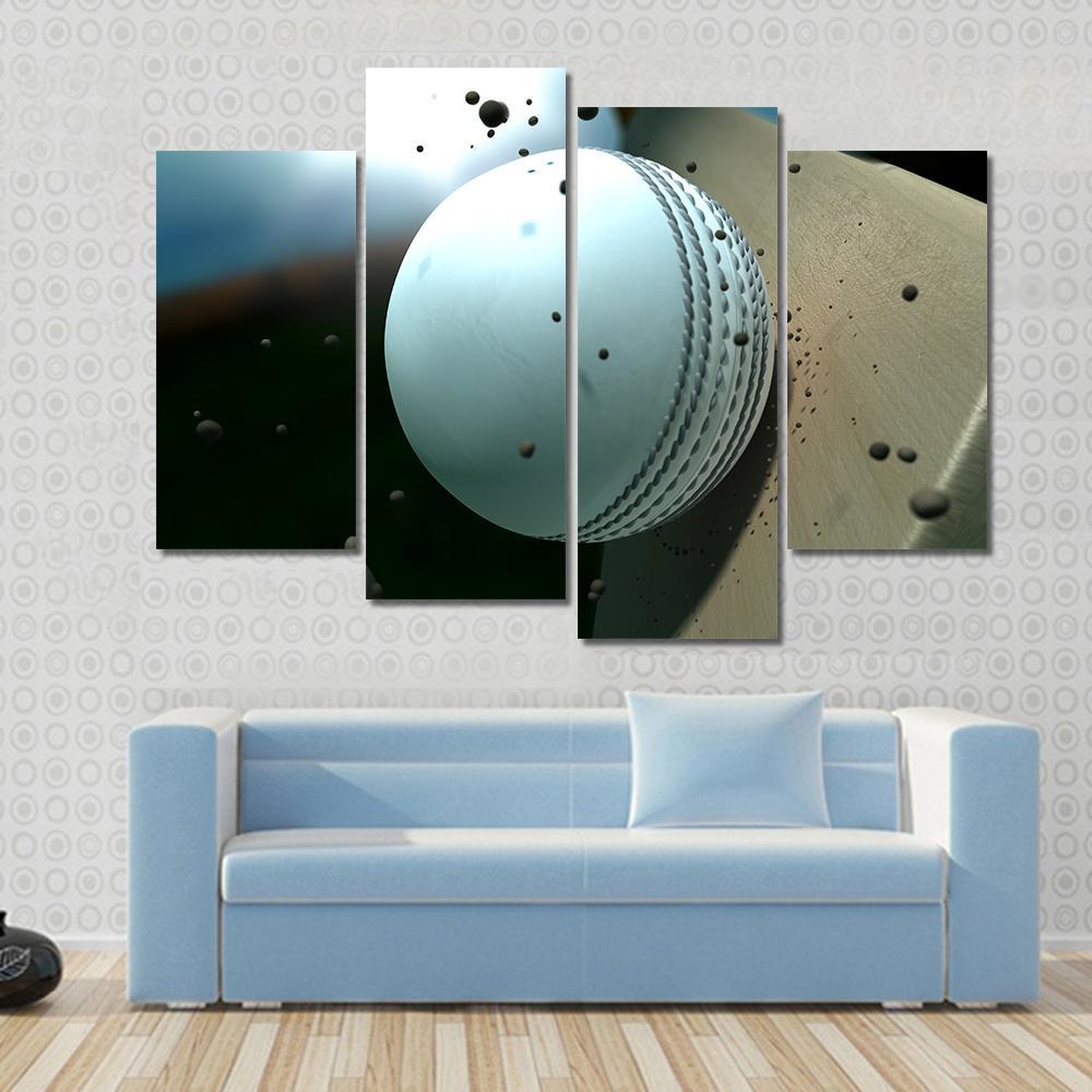 Ball Hitting Bat Canvas Wall Art-4 Pop-Gallery Wrap-50" x 32"-Tiaracle