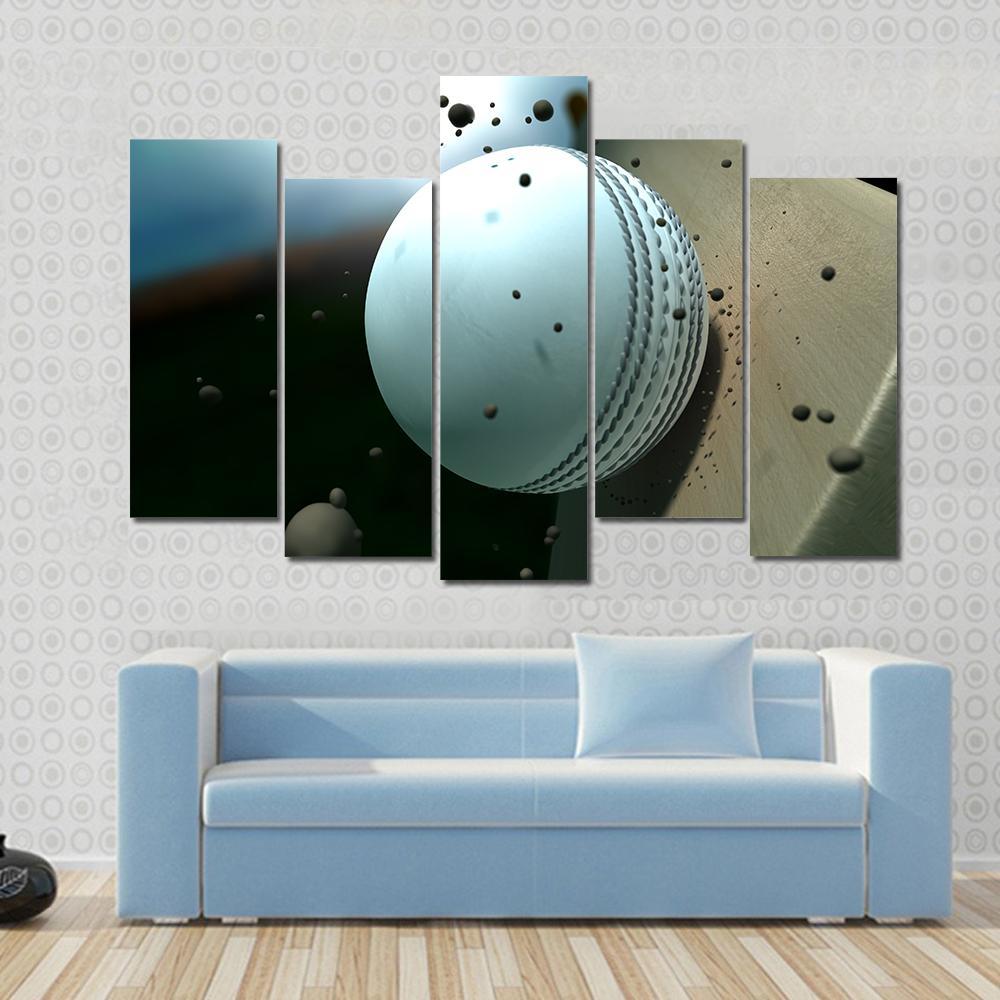 Ball Hitting Bat Canvas Wall Art-5 Pop-Gallery Wrap-47" x 32"-Tiaracle