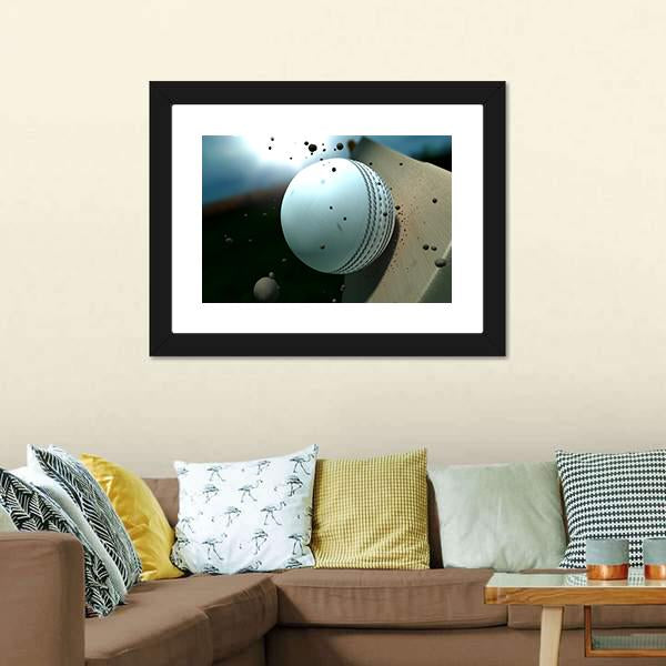 Ball Hitting Bat Canvas Wall Art-1 Piece-Framed Print-20" x 16"-Tiaracle