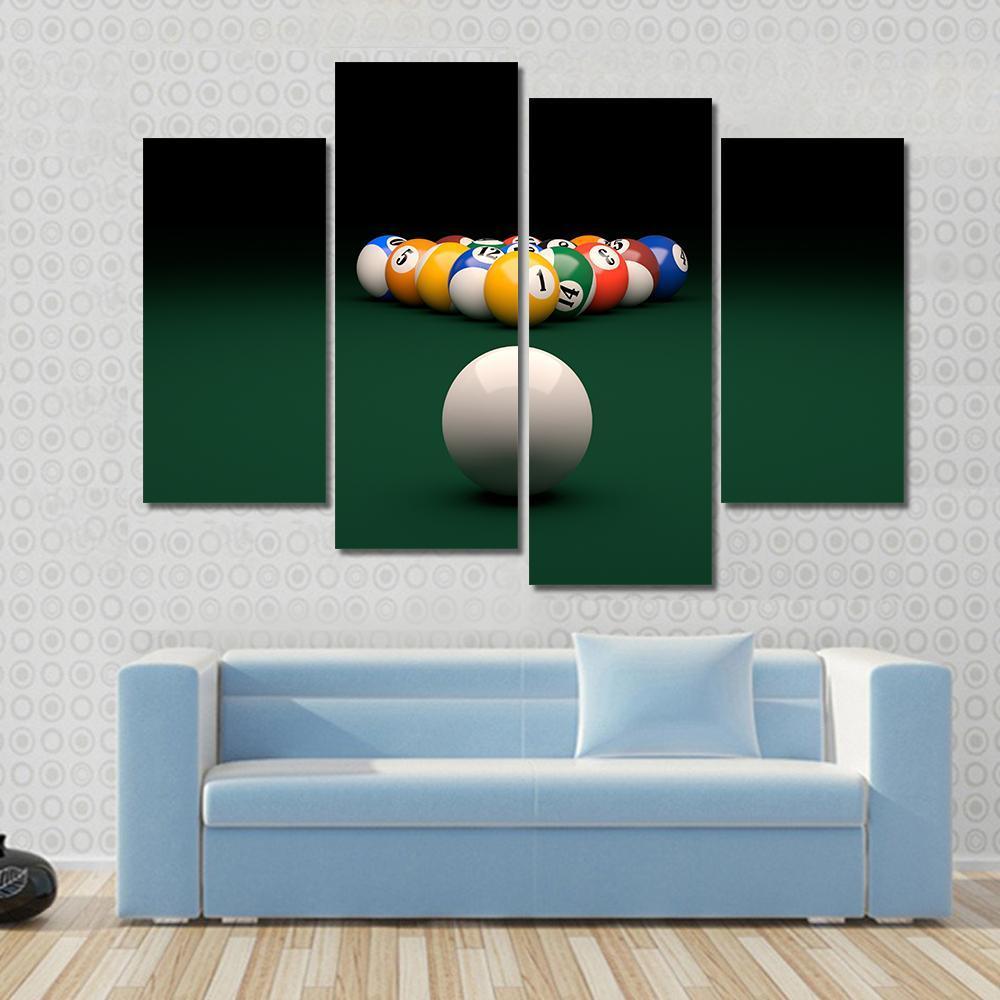 Balls On Billiards Green Table Canvas Wall Art-4 Pop-Gallery Wrap-50" x 32"-Tiaracle