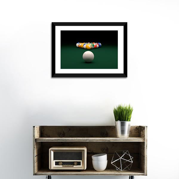 Balls On Billiards Green Table Canvas Wall Art-1 Piece-Framed Print-20" x 16"-Tiaracle