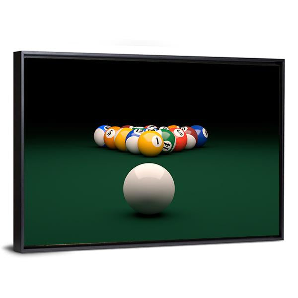 Balls On Billiards Green Table Canvas Wall Art-3 Horizontal-Gallery Wrap-25" x 16"-Tiaracle