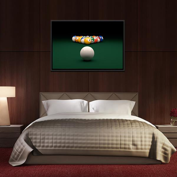 Balls On Billiards Green Table Canvas Wall Art-3 Horizontal-Gallery Wrap-25" x 16"-Tiaracle