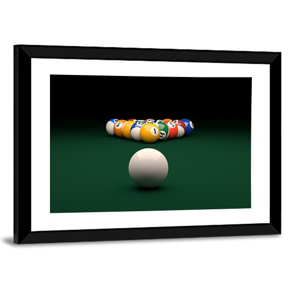 Balls On Billiards Green Table Canvas Wall Art-3 Horizontal-Gallery Wrap-25" x 16"-Tiaracle