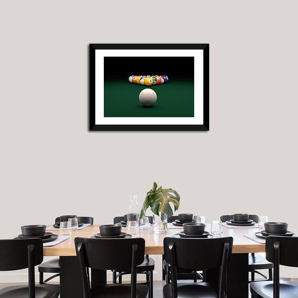 Balls On Billiards Green Table Canvas Wall Art-3 Horizontal-Gallery Wrap-25" x 16"-Tiaracle