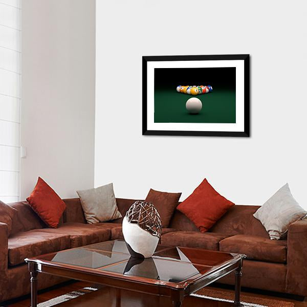 Balls On Billiards Green Table Canvas Wall Art-3 Horizontal-Gallery Wrap-25" x 16"-Tiaracle