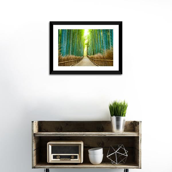 Bamboo Forest In Kyoto Canvas Wall Art-1 Piece-Framed Print-20" x 16"-Tiaracle