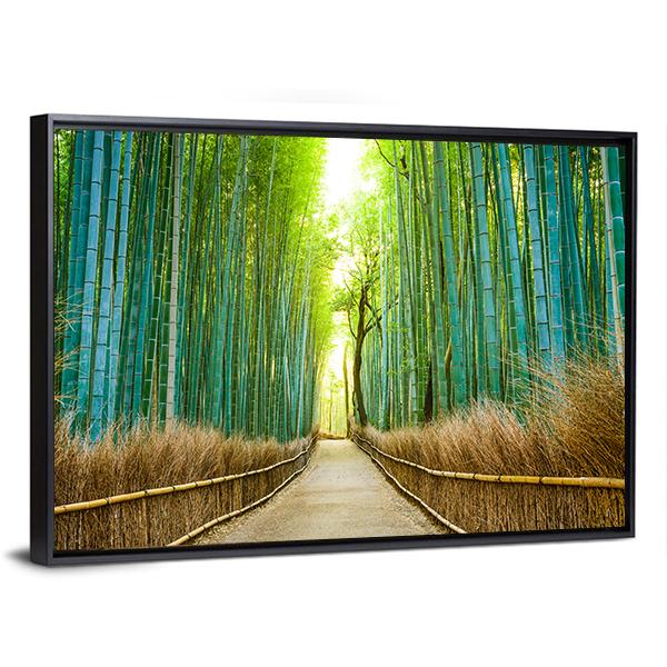 Bamboo Forest In Kyoto Canvas Wall Art-3 Horizontal-Gallery Wrap-25" x 16"-Tiaracle