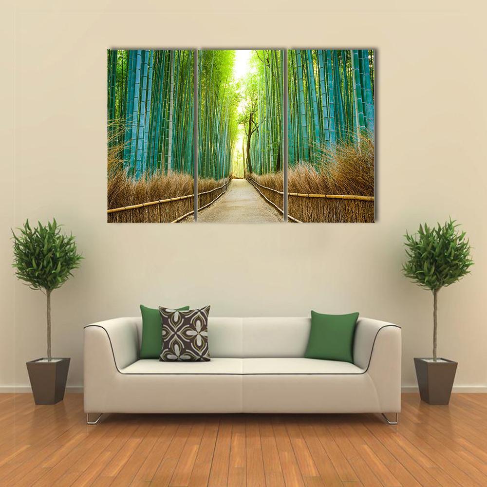 Bamboo Forest In Kyoto Canvas Wall Art-3 Horizontal-Gallery Wrap-37" x 24"-Tiaracle