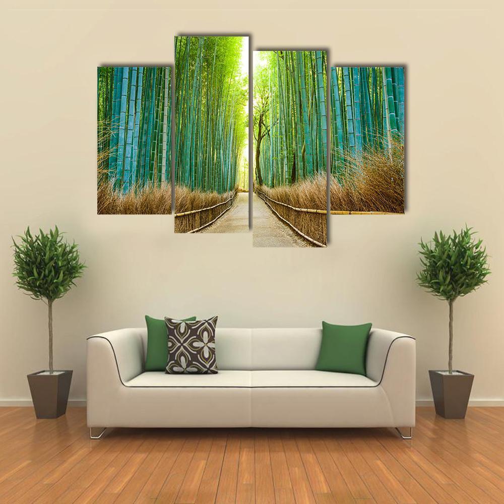 Bamboo Forest In Kyoto Canvas Wall Art-4 Pop-Gallery Wrap-50" x 32"-Tiaracle