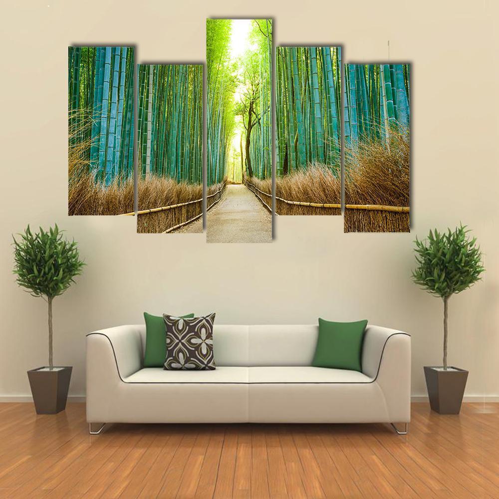 Bamboo Forest In Kyoto Canvas Wall Art-5 Pop-Gallery Wrap-47" x 32"-Tiaracle