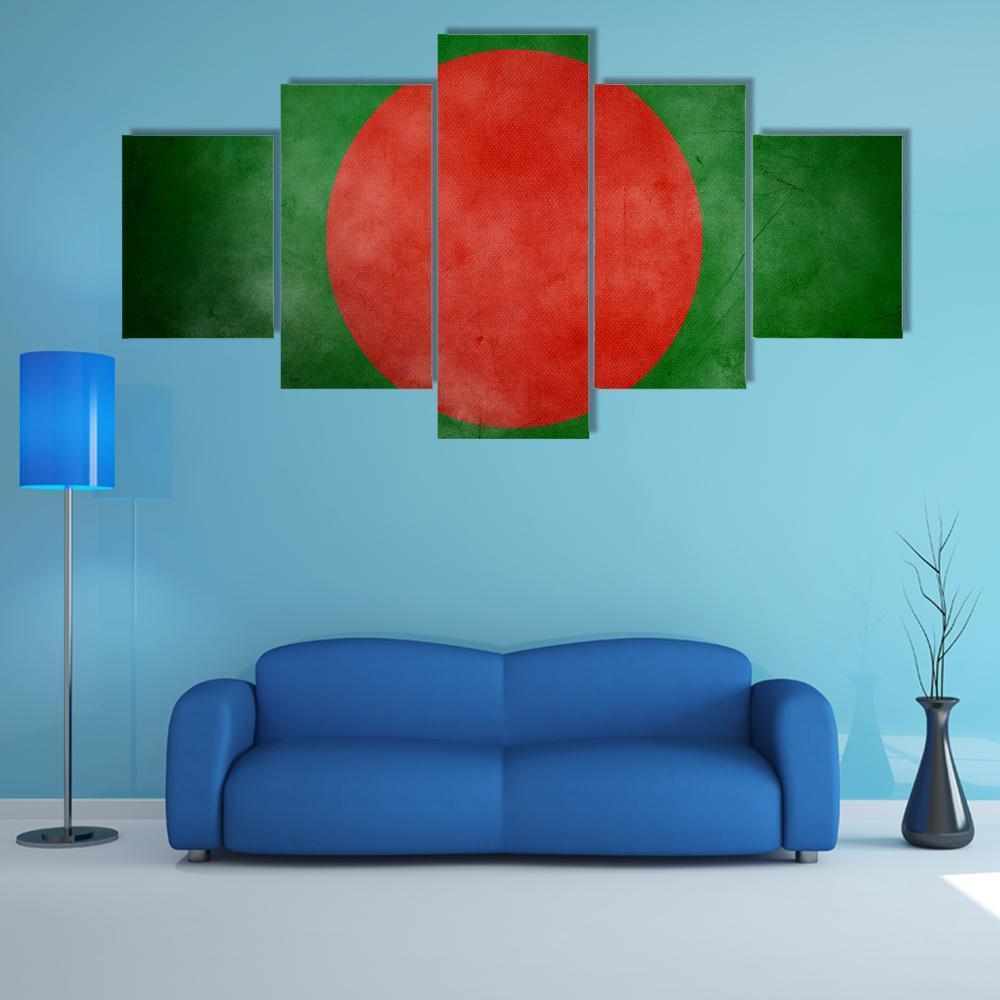 Bangladesh Flag Canvas Wall Art-5 Star-Gallery Wrap-62" x 32"-Tiaracle