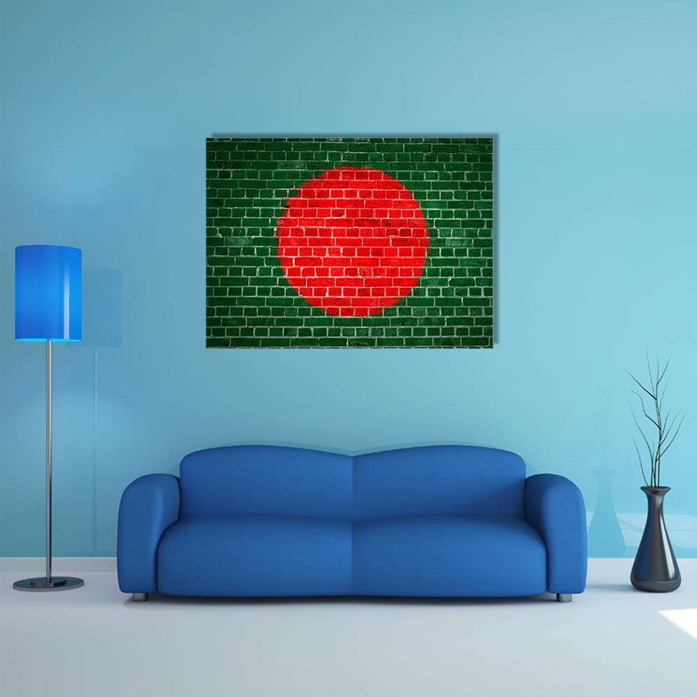 Bangladesh Flag On Brick Wall Canvas Wall Art-1 Piece-Gallery Wrap-48" x 32"-Tiaracle