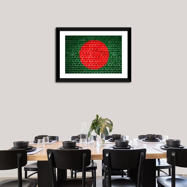 Bangladesh Flag On Brick Wall Canvas Wall Art-3 Horizontal-Gallery Wrap-25" x 16"-Tiaracle