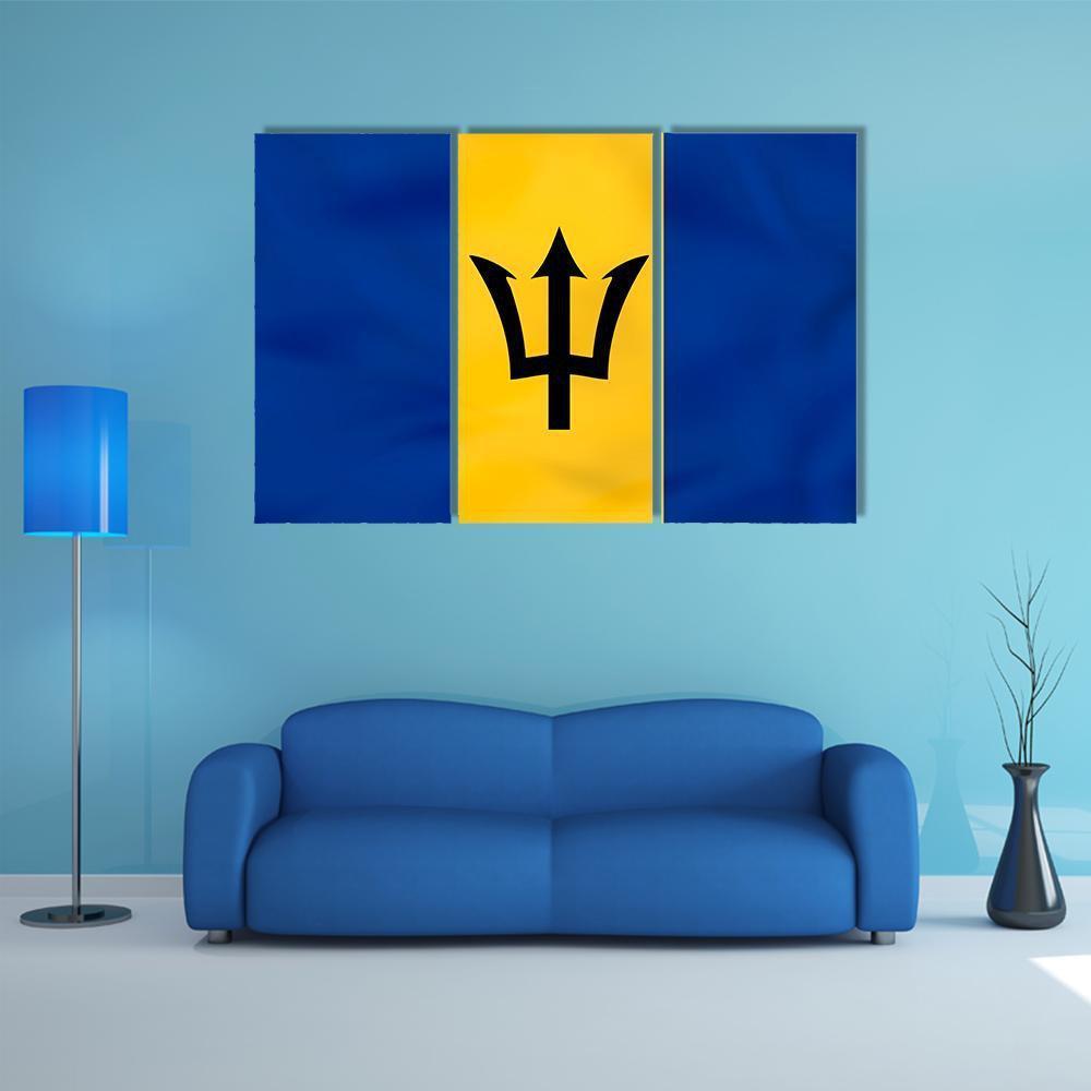 Barbados Flag Canvas Wall Art-3 Horizontal-Gallery Wrap-37" x 24"-Tiaracle