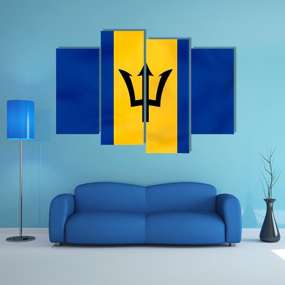 Barbados Flag Canvas Wall Art-4 Pop-Gallery Wrap-50" x 32"-Tiaracle