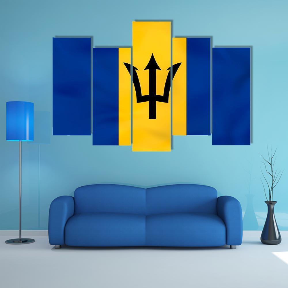 Barbados Flag Canvas Wall Art-5 Pop-Gallery Wrap-47" x 32"-Tiaracle