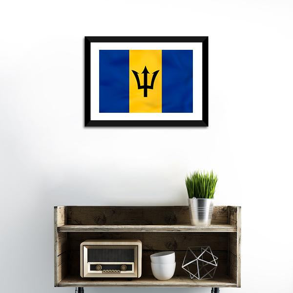 Barbados Flag Canvas Wall Art-1 Piece-Framed Print-20" x 16"-Tiaracle