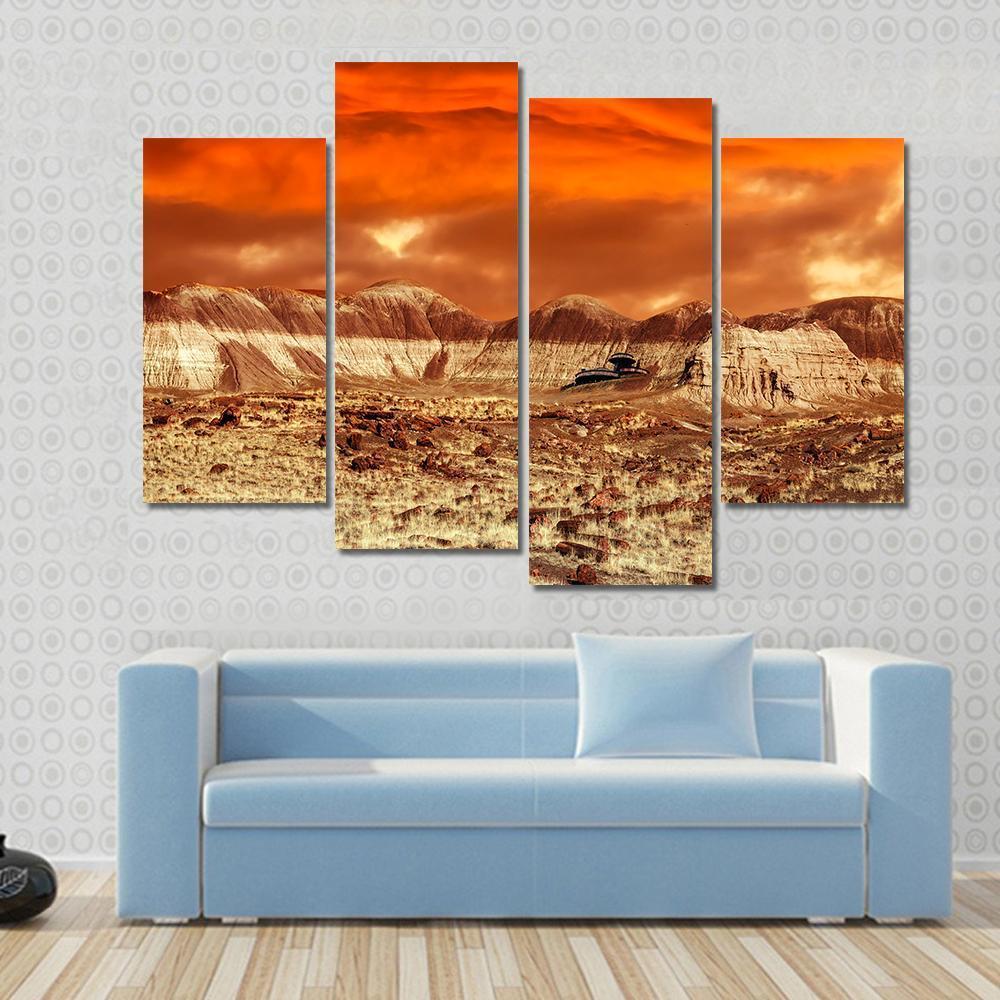 Base On Mars Abstract Canvas Wall Art-4 Pop-Gallery Wrap-50" x 32"-Tiaracle