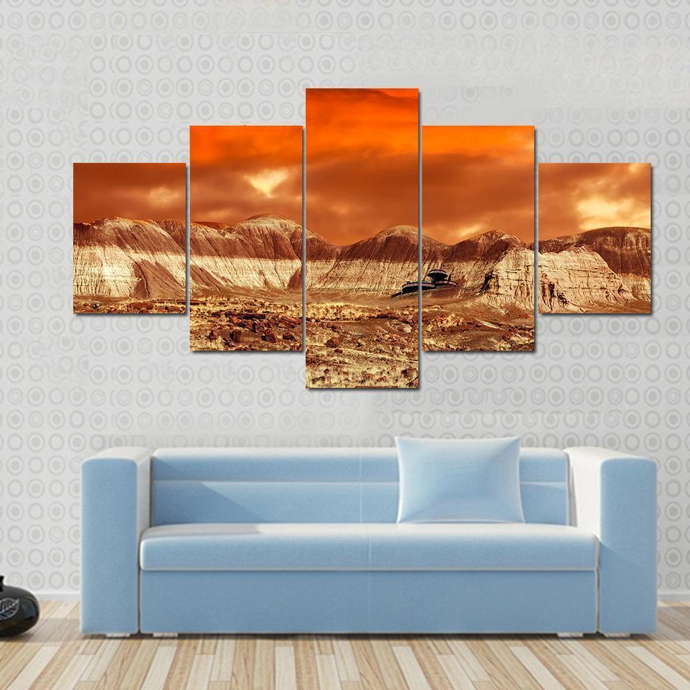 Base On Mars Abstract Canvas Wall Art-5 Star-Gallery Wrap-62" x 32"-Tiaracle