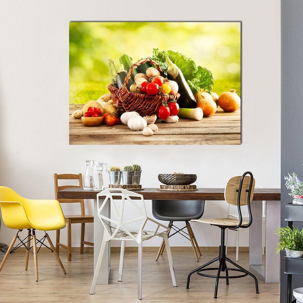 Basket Of Vegetables Canvas Wall Art-1 Piece-Gallery Wrap-48" x 32"-Tiaracle