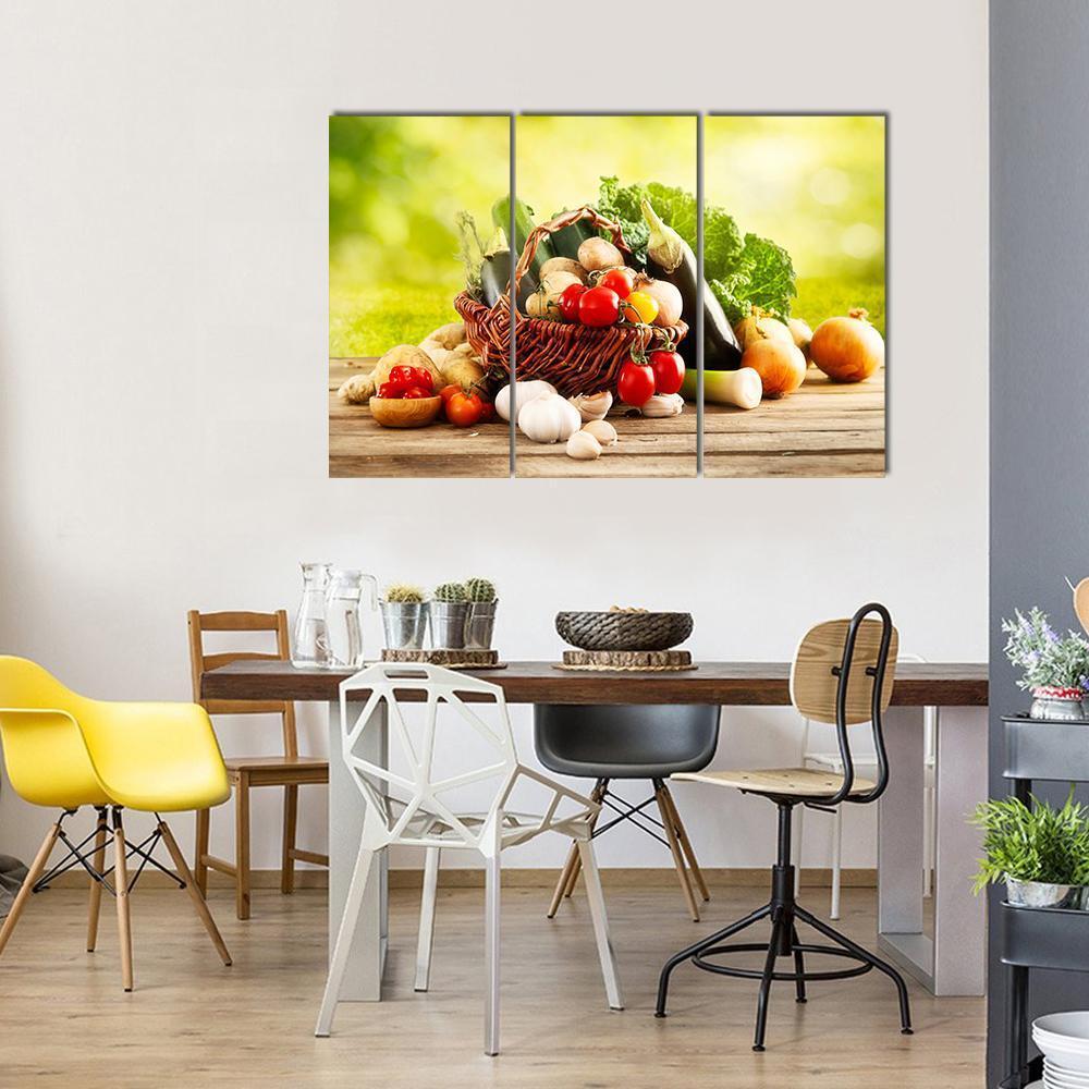 Basket Of Vegetables Canvas Wall Art-3 Horizontal-Gallery Wrap-37" x 24"-Tiaracle