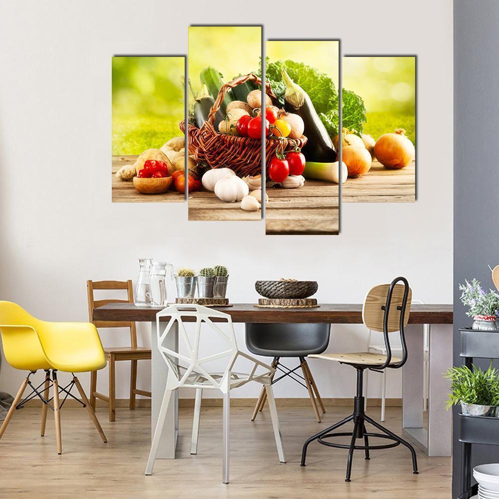 Basket Of Vegetables Canvas Wall Art-4 Pop-Gallery Wrap-50" x 32"-Tiaracle