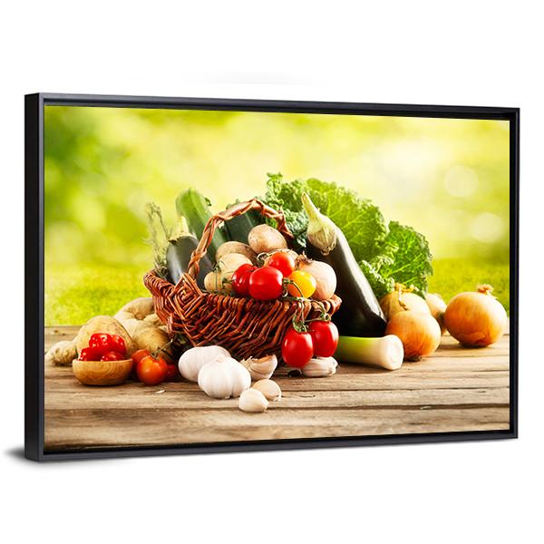 Basket Of Vegetables Canvas Wall Art-3 Horizontal-Gallery Wrap-25" x 16"-Tiaracle