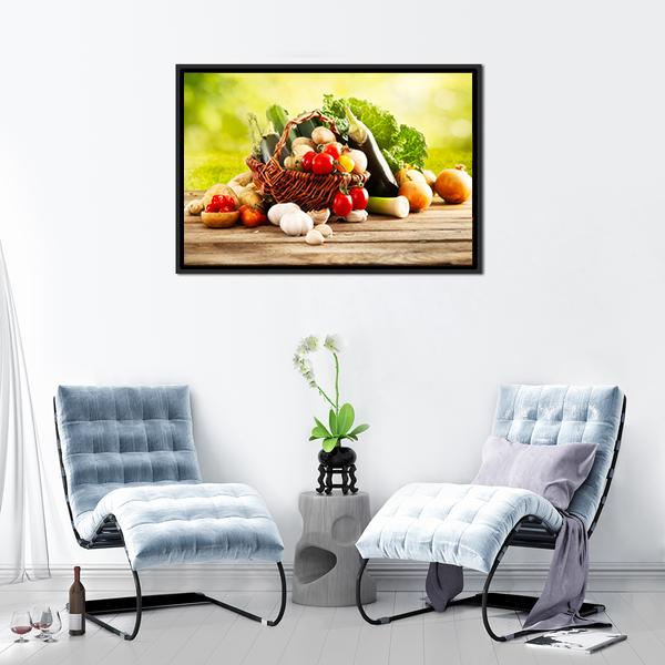 Basket Of Vegetables Canvas Wall Art-3 Horizontal-Gallery Wrap-25" x 16"-Tiaracle