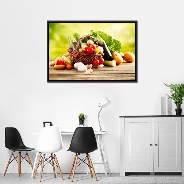 Basket Of Vegetables Canvas Wall Art-3 Horizontal-Gallery Wrap-25" x 16"-Tiaracle