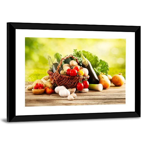 Basket Of Vegetables Canvas Wall Art-3 Horizontal-Gallery Wrap-25" x 16"-Tiaracle