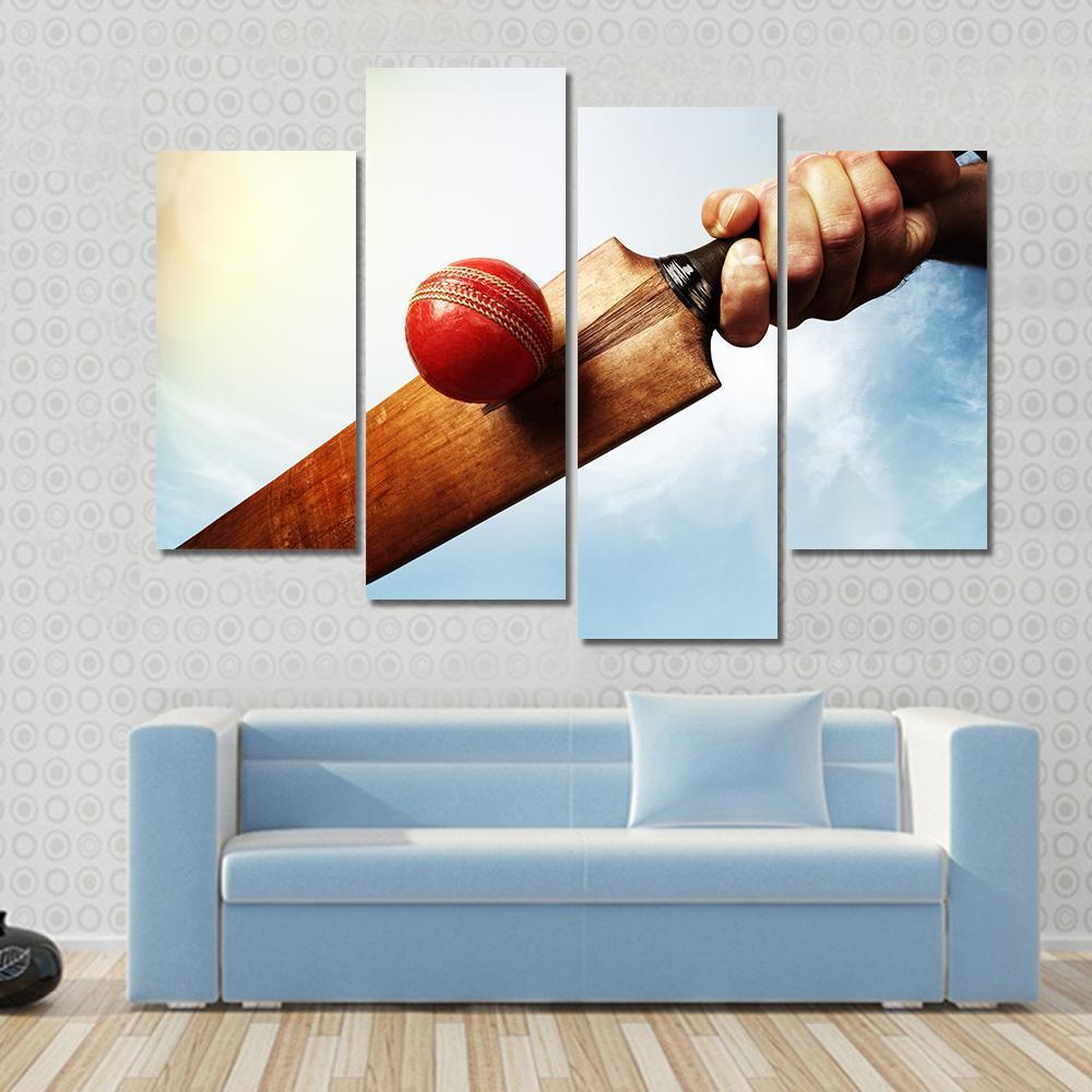 Batsman Hitting A Ball Canvas Wall Art-4 Pop-Gallery Wrap-50" x 32"-Tiaracle