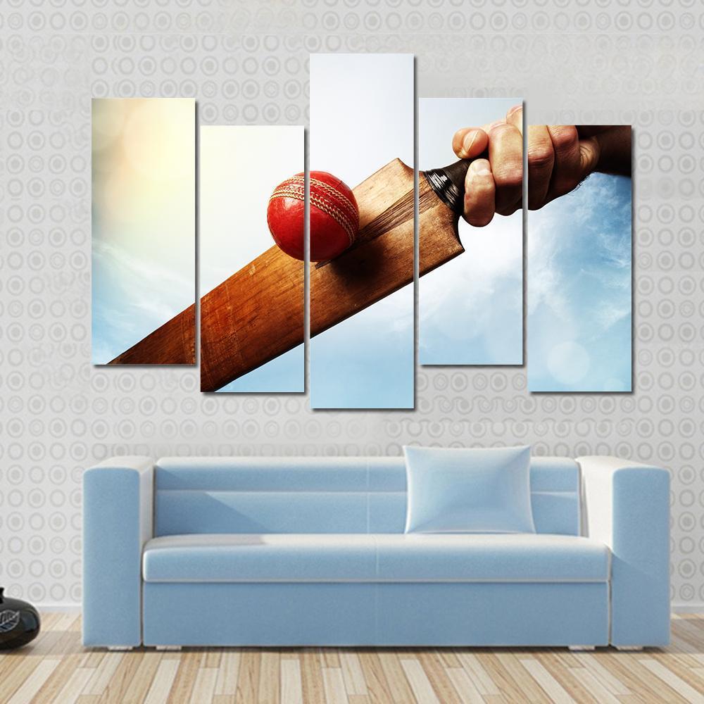 Batsman Hitting A Ball Canvas Wall Art-5 Pop-Gallery Wrap-47" x 32"-Tiaracle