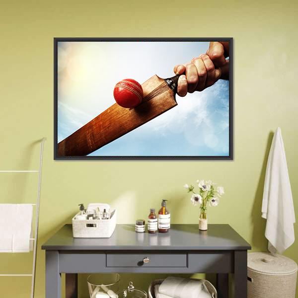 Batsman Hitting A Ball Canvas Wall Art-3 Horizontal-Gallery Wrap-25" x 16"-Tiaracle