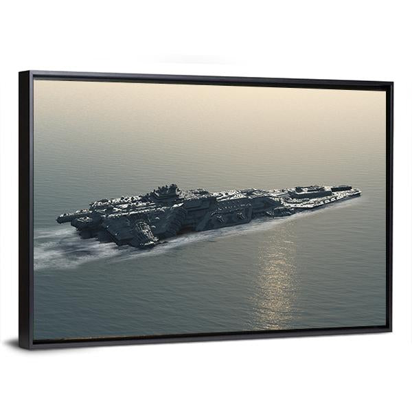 Battleship At Sea Canvas Wall Art-3 Horizontal-Gallery Wrap-25" x 16"-Tiaracle