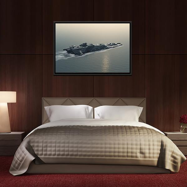 Battleship At Sea Canvas Wall Art-3 Horizontal-Gallery Wrap-25" x 16"-Tiaracle