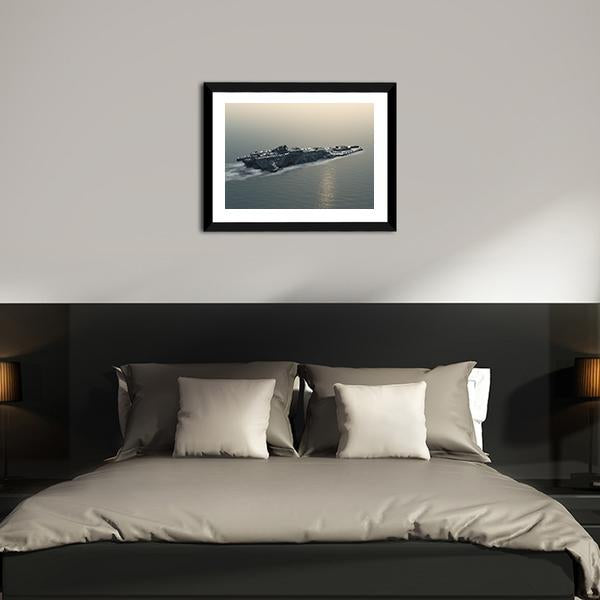 Battleship At Sea Canvas Wall Art-3 Horizontal-Gallery Wrap-25" x 16"-Tiaracle
