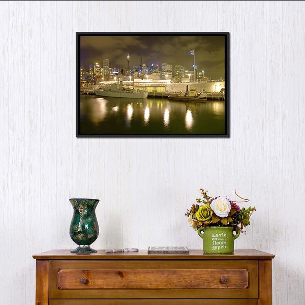 Battleship HMAS Vampire Canvas Wall Art-1 Piece-Floating Frame-24" x 16"-Tiaracle