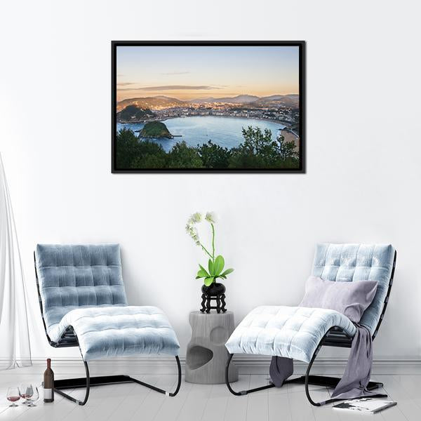 Bay Of San Sebastian Canvas Wall Art-1 Piece-Floating Frame-24" x 16"-Tiaracle