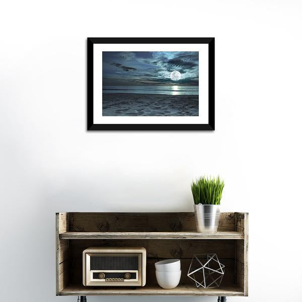 Beach At Twilight Time Canvas Wall Art-1 Piece-Framed Print-20" x 16"-Tiaracle