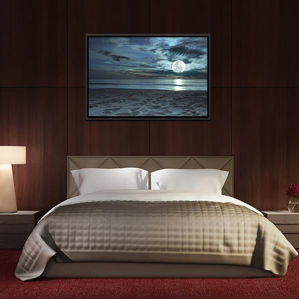 Beach At Twilight Time Canvas Wall Art-3 Horizontal-Gallery Wrap-25" x 16"-Tiaracle