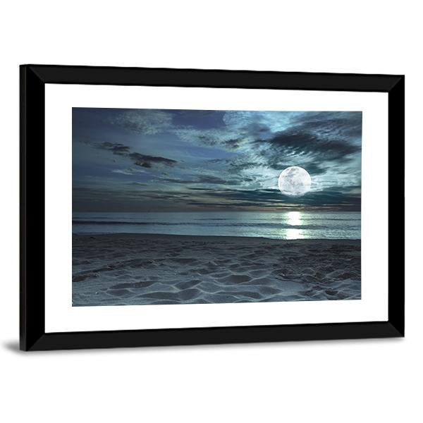 Beach At Twilight Time Canvas Wall Art-3 Horizontal-Gallery Wrap-25" x 16"-Tiaracle