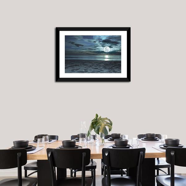 Beach At Twilight Time Canvas Wall Art-3 Horizontal-Gallery Wrap-25" x 16"-Tiaracle