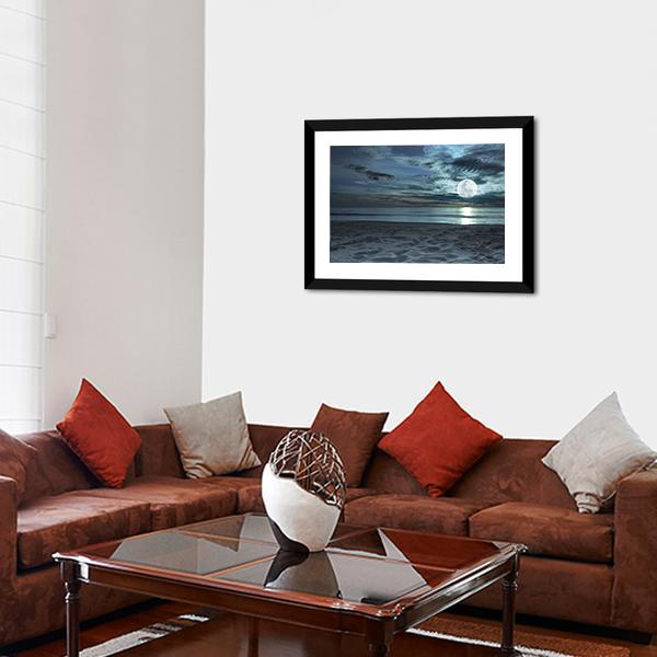 Beach At Twilight Time Canvas Wall Art-3 Horizontal-Gallery Wrap-25" x 16"-Tiaracle