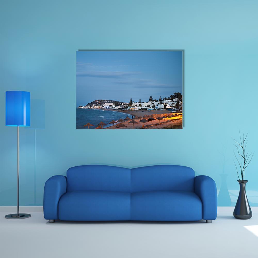 Beach In Gammarth Canvas Wall Art-1 Piece-Gallery Wrap-48" x 32"-Tiaracle
